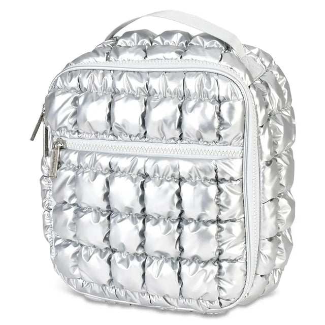 Icy Silver Puffer Lunch Tote