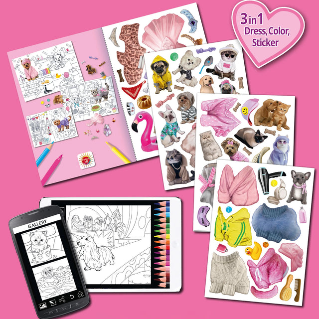 Animal Babies Dress & Color - Large Sticker Book