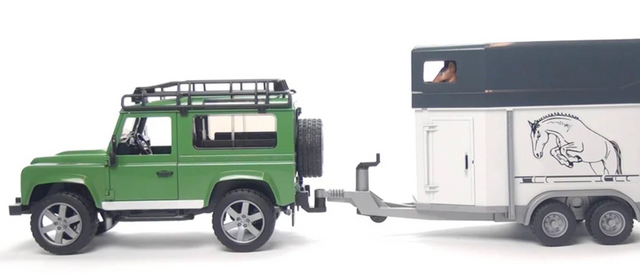 Land Rover Station Wagon w Horse Trailer & Horse
