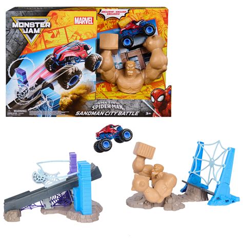 Monster Jam Spiderman Sandman City Battle Playset