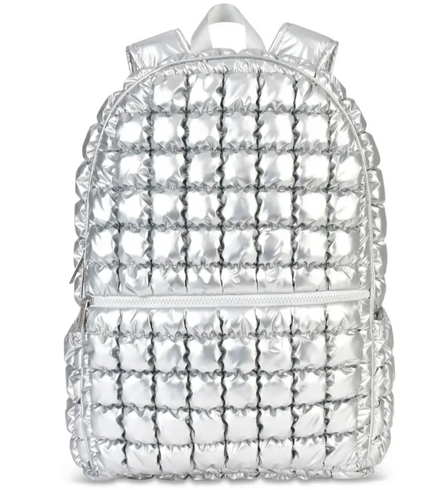 Icy Silver Puffer Backpack