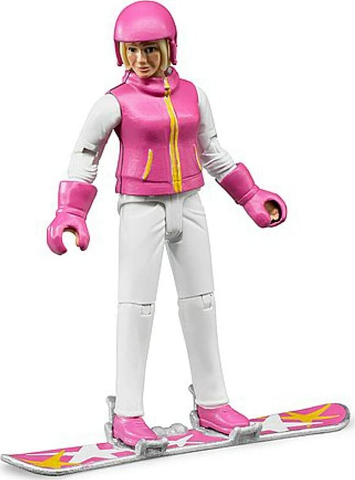 Snowboarder woman with accessories