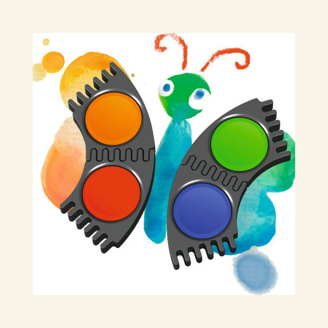 Colorful children's watercolor artwork created with Faber-Castell Connector Paints.