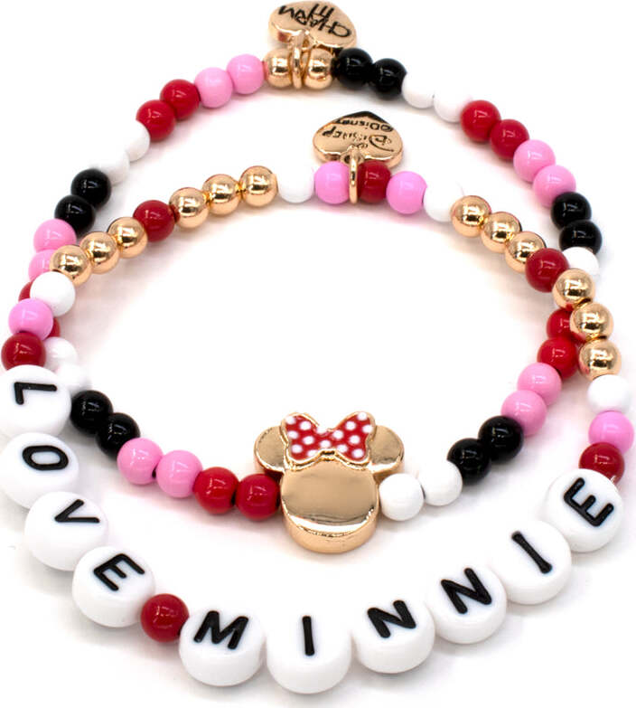 Gold Minnie Stretch Bead Bracelet Set
