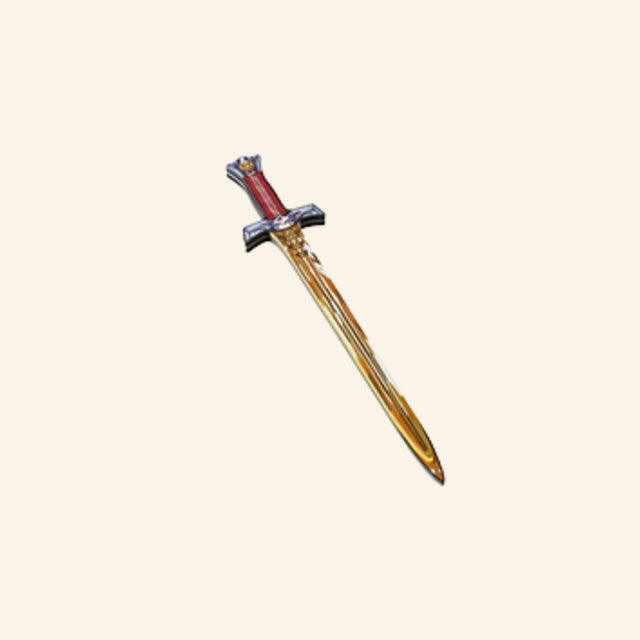 Liontouch Golden Eagle Knight Sword shown with a golden foam blade, red handle, silver guard details, and fantasy knight-inspired design.