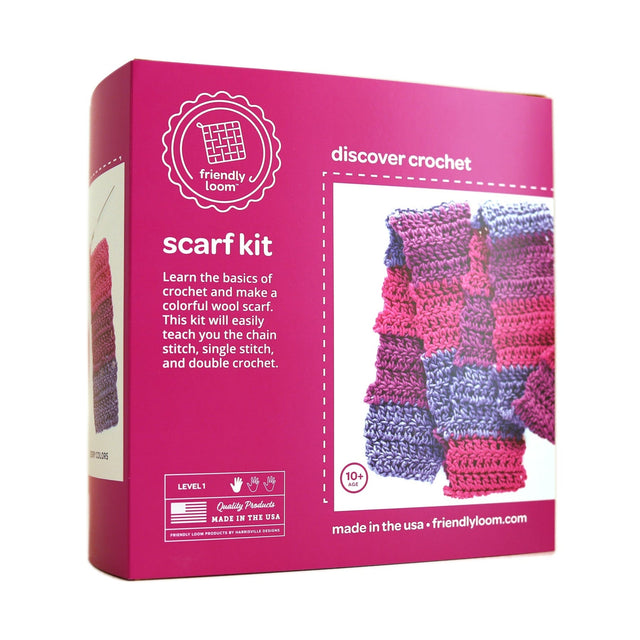 Discover Crochet Scarf Kit Berry
