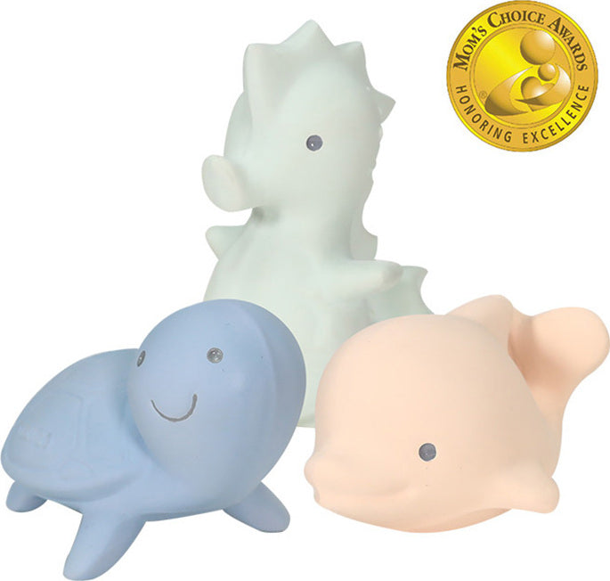 Marshmallow Collection Soft Organic Rubber Ocean Teethers, Rattles & Bath Toys