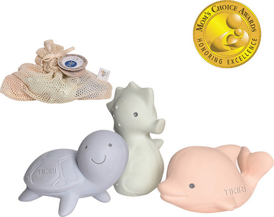 Marshmallow Collection Soft Organic Rubber Ocean Teethers, Rattles & Bath Toys