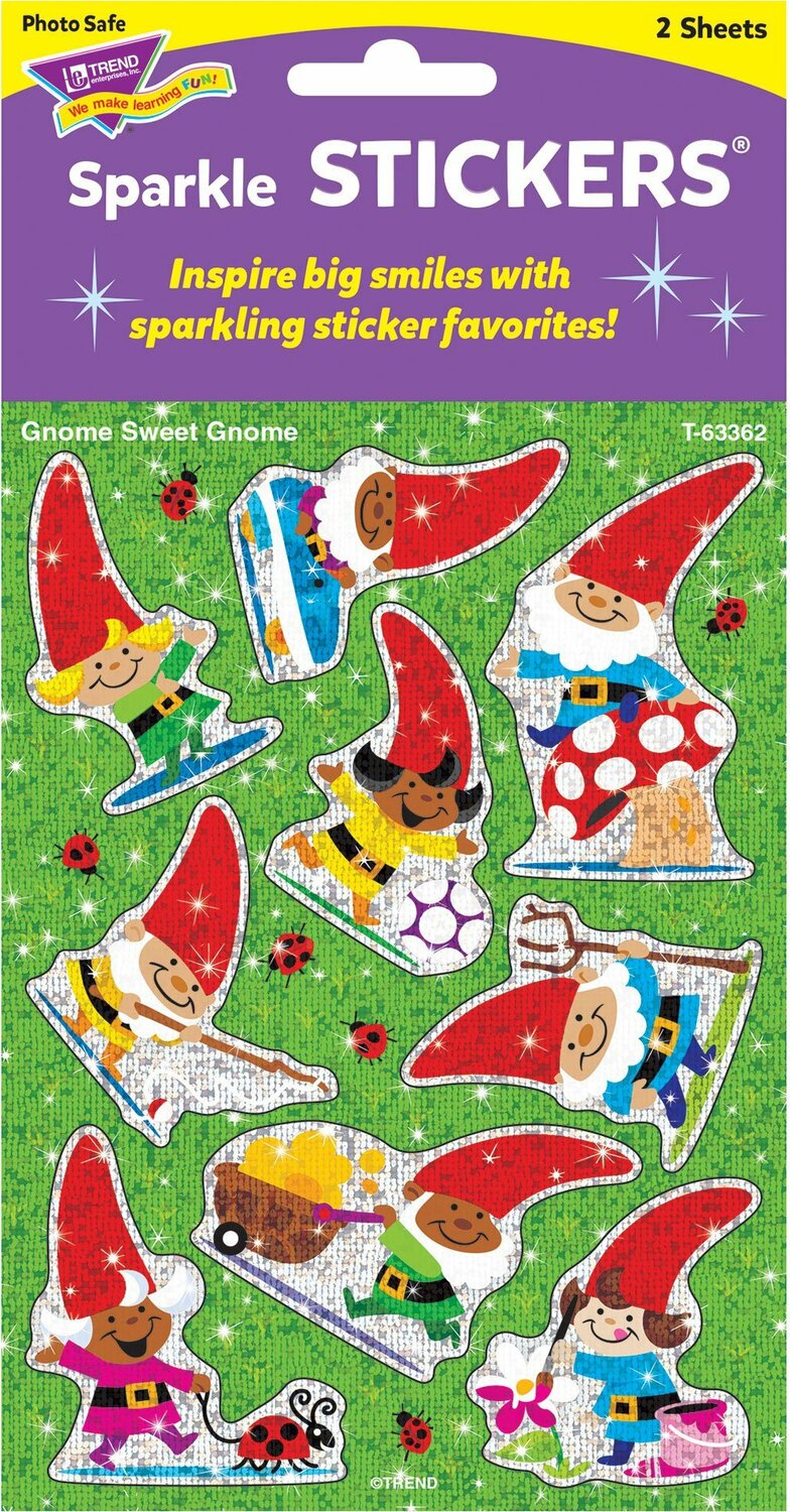 Gnome Sweet Gnome Sparkle Stickers, 18 Ct