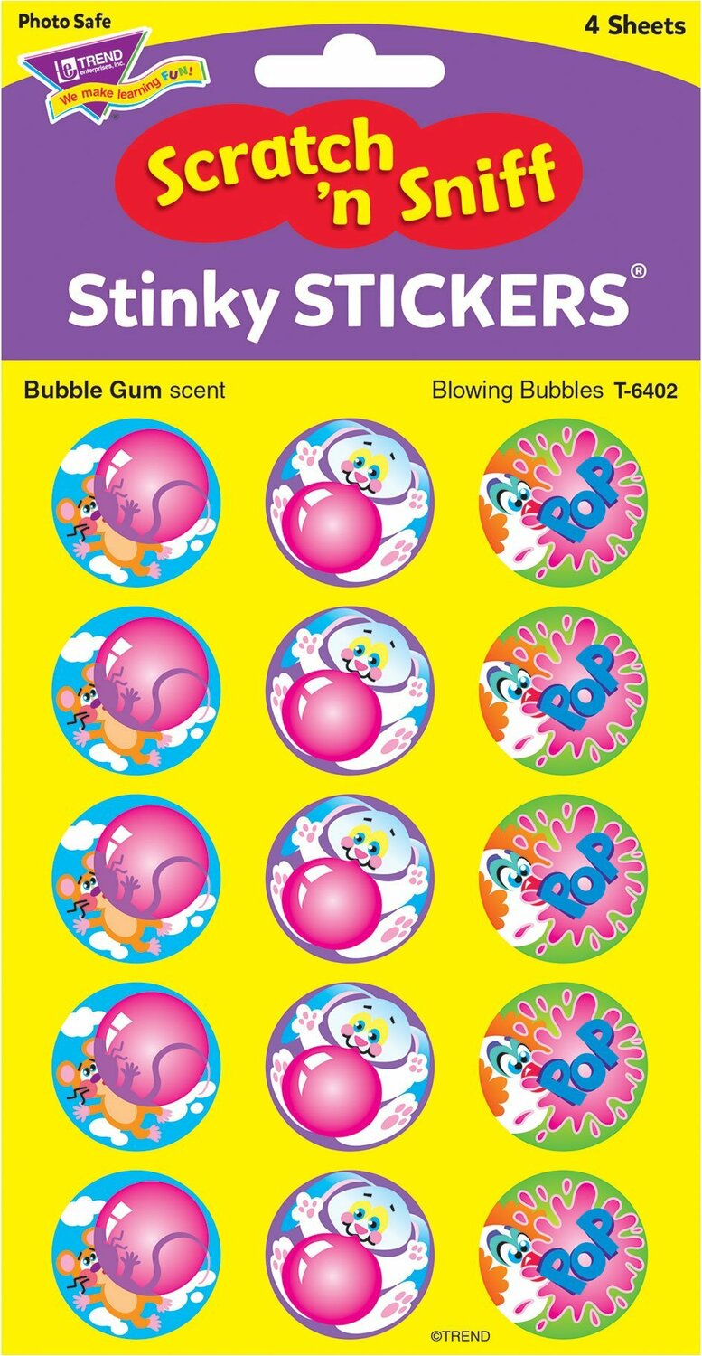 Blowing Bubbles/ Bubblegum Stinky Stickers, 60 Ct