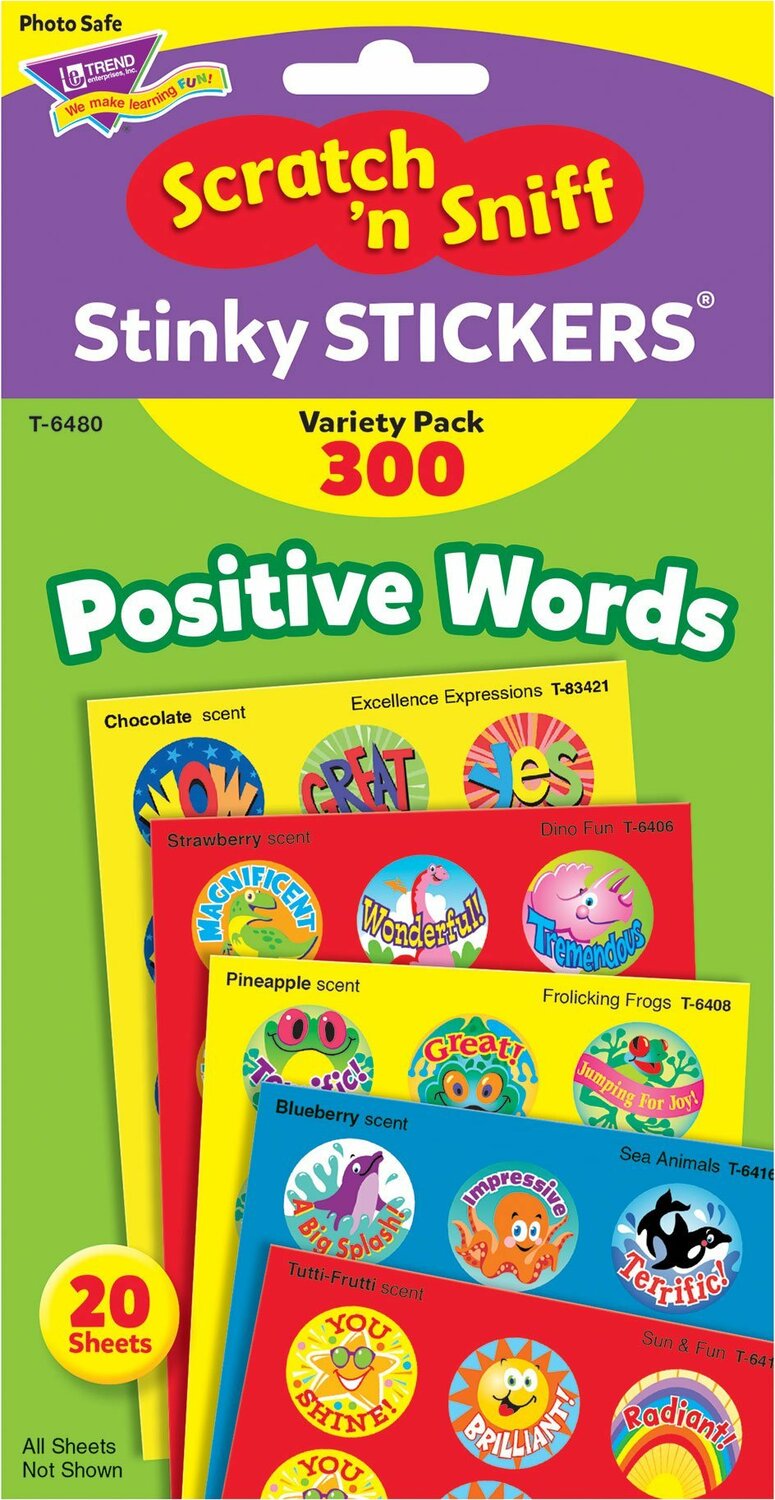 Positive Words Stinky Stickers Variety Pack, 300 Ct