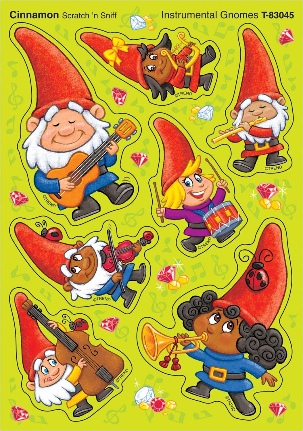 Instrumental Gnomes/ Cinnamon Mixed Shapes Stinky Stickers, 28 Ct