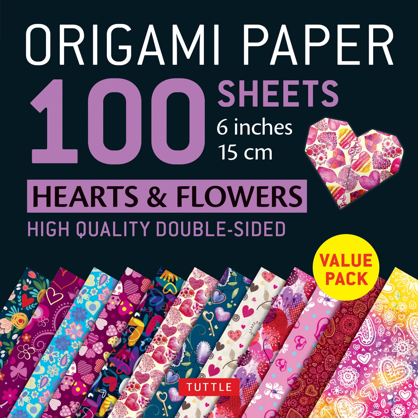 Origami Paper 100 sheets Hearts & Flowers 6" (15 cm): Tuttle Origami Paper: Double-Sided Origami Sheets Printed with 12 Different Patterns: Instructions for 6 Projects Included