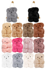 Teddy Bear Fuzzy Faux Fur Versatile Crossbody Bag Asst.