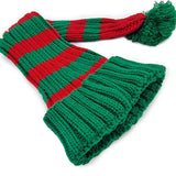 Coarse Knitted Santa Hat - Green and Red Stripes