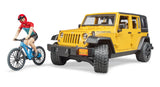 Jeep Wrangler Rubicon Unlimited with Mountain Bike and Cyclist