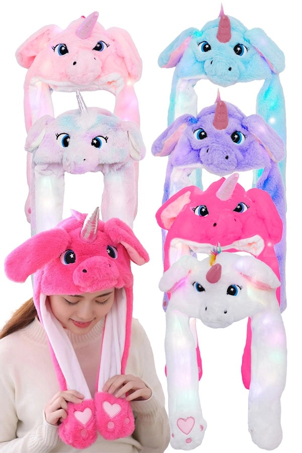 Unicorn Pony LED Light-Up Ear Moving Hat Asst.