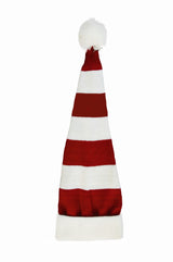 Flat Knitted Santa Hat - Red and White Stripes