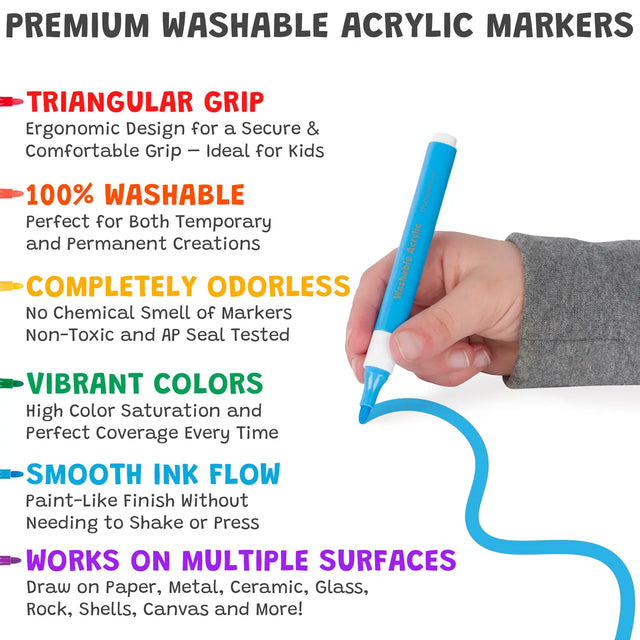Magic Stix Washable Acrylic Markers 12pk