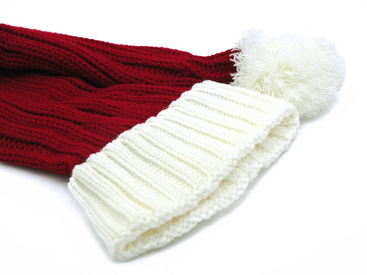 Coarse Knitted Santa Hat - Classic Red and White