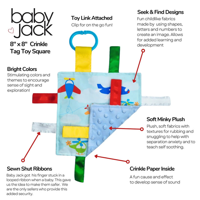 Airplanes Helicopter Crinkle Sensory Toy 8x8