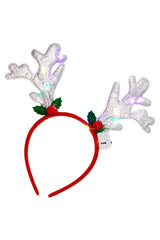 Rudolph Antler Glitter LED Light-Up Hairband