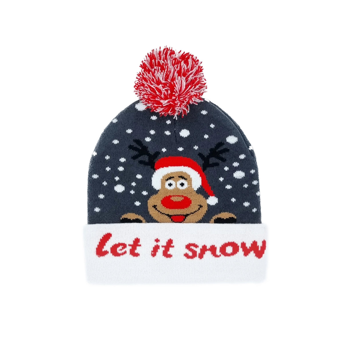 Blinking Beanie - Let It Snow, Rudolph