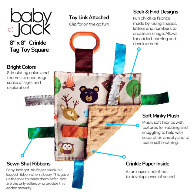 Forest Animal Crinkle Sensory Toy 8X8