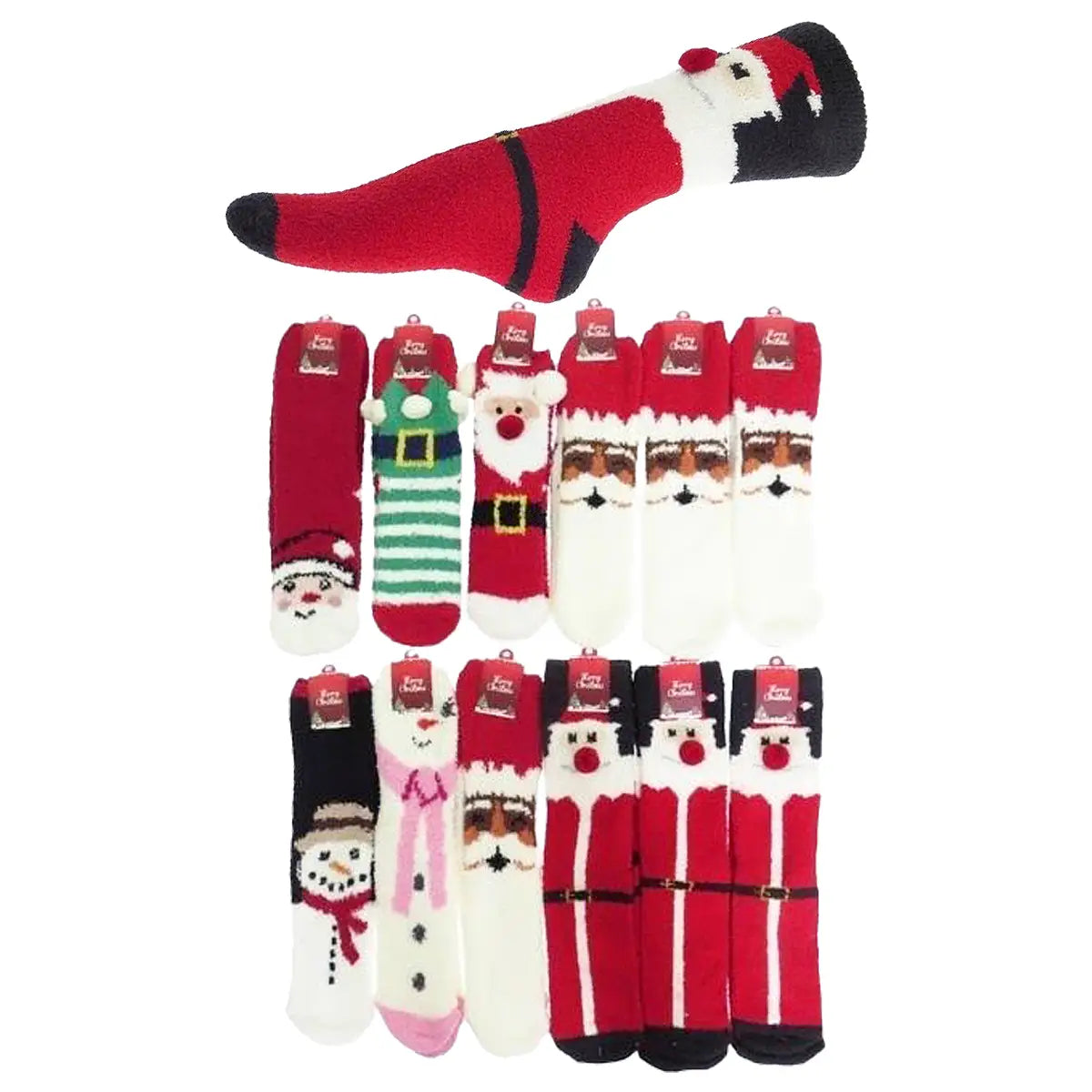 Women's Christmas Festive Fuzzy Crew Socks Asst.