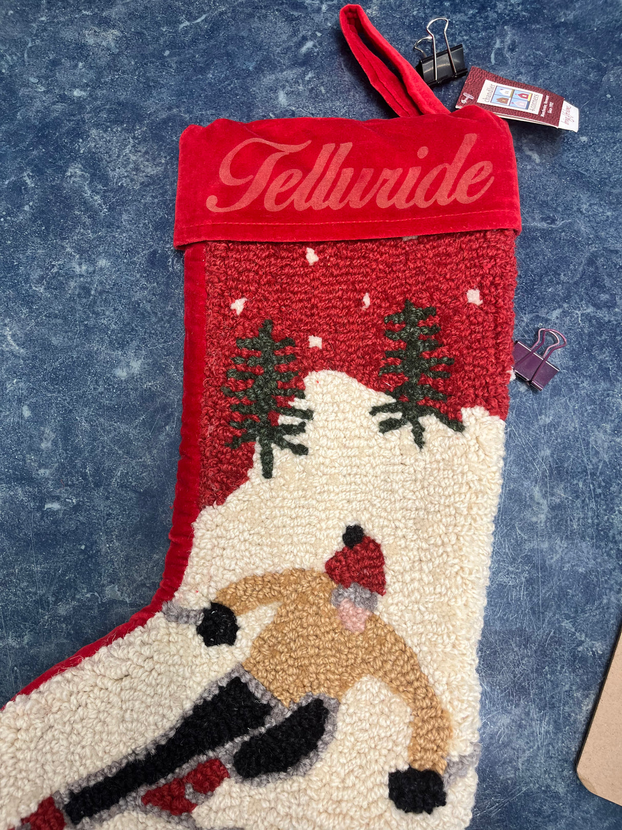 "Telluride" Laser Engraved Skier Christmas Stocking