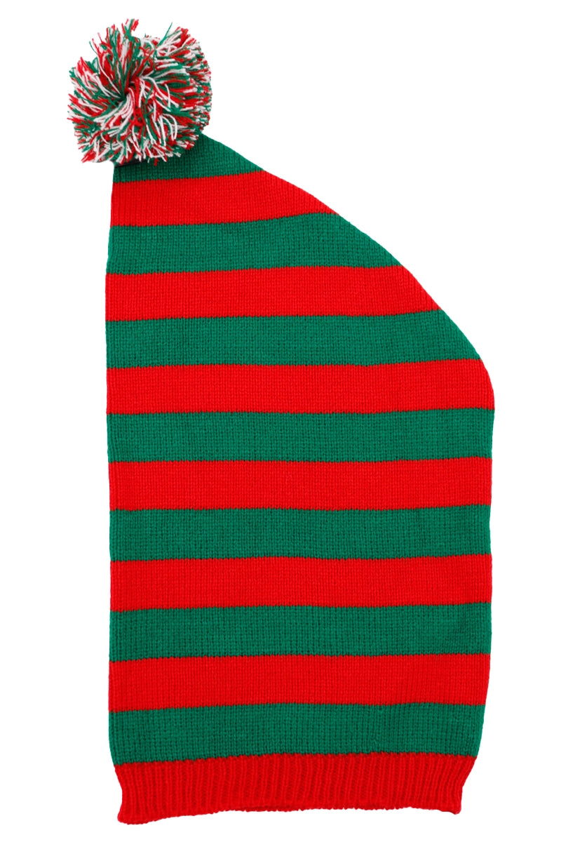 Christmas Elf Stripe Knitted Baggie Beanie Asst.