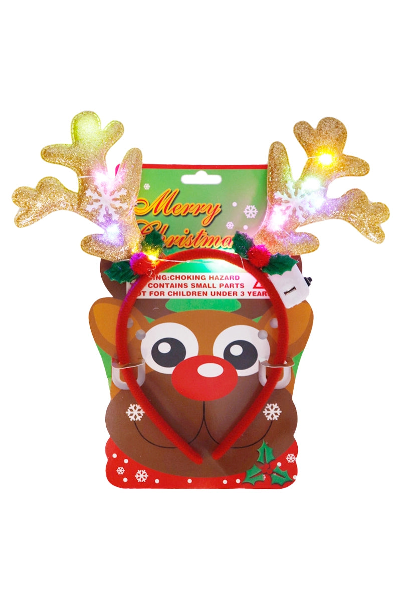 Rudolph Antler Glitter LED Light-Up Hairband