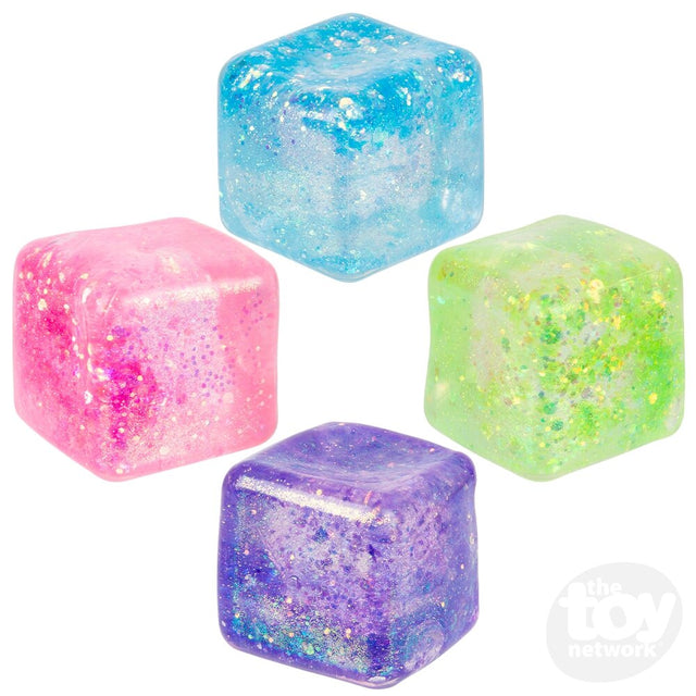 2" Squeezy Sugar Cube Glitter Fidget Toy