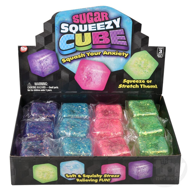 2" Squeezy Sugar Cube Glitter Fidget Toy