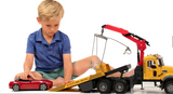 MACK Granite Tow Truck w Bruder Roadster