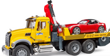 MACK Granite Tow Truck w Bruder Roadster