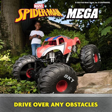 Monster Jam Marvel Mega Spider-Man RC Monster Truck, All-Terrain, Over 2 Feet Long, 1:6 Scale