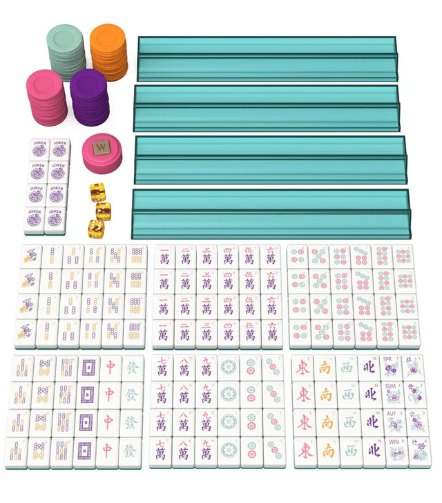 Mahjong Tile Set in Colorful Carrying Case