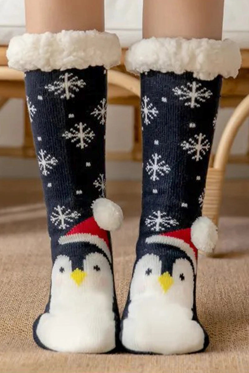 Christmas Fuzzy Mid-Crew Cozy Lounge Socks Asst.