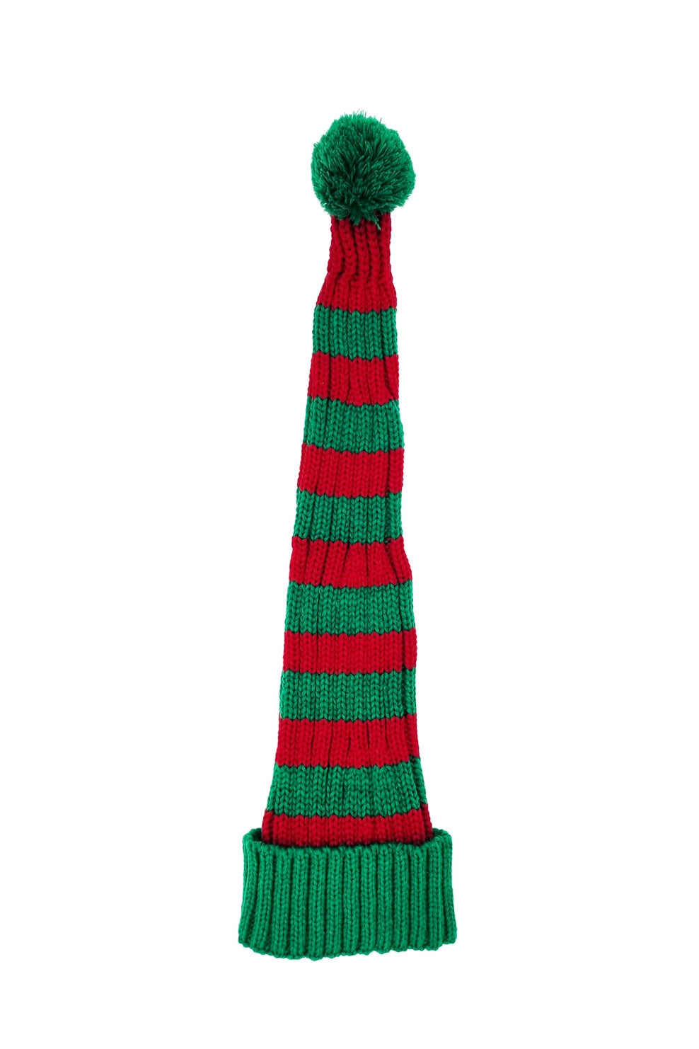 Coarse Knitted Santa Hat - Green and Red Stripes