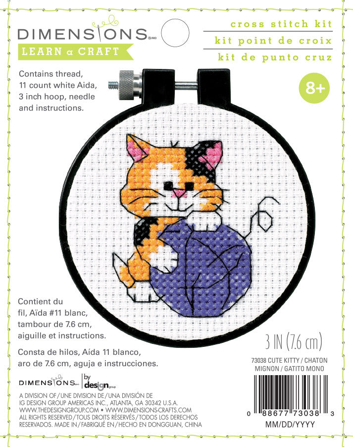 Cute Kitty Cross Stitch Hoop Kit