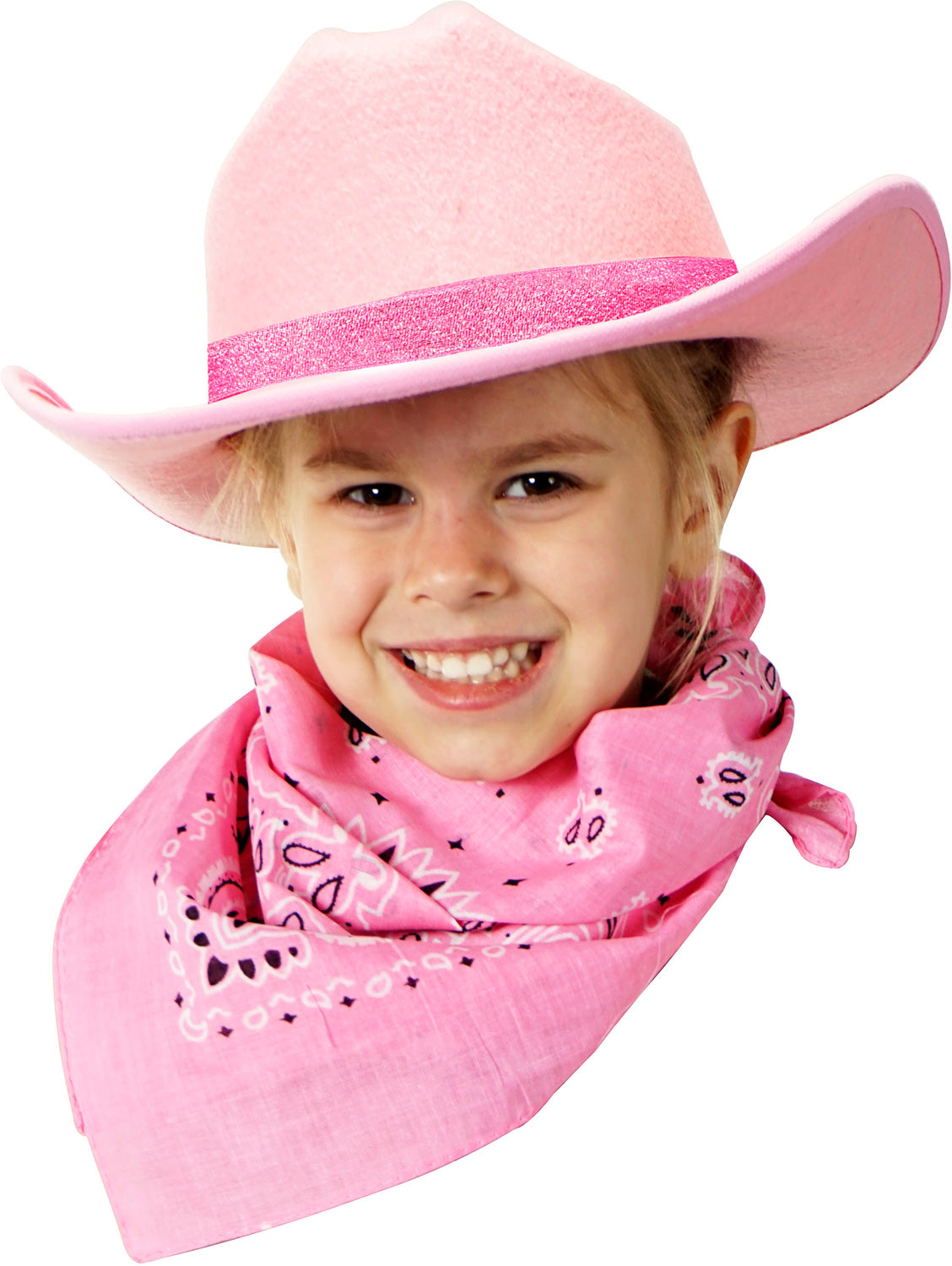 Jr. Cowboy Hat (Pink Sparkle) w/Bandanna 