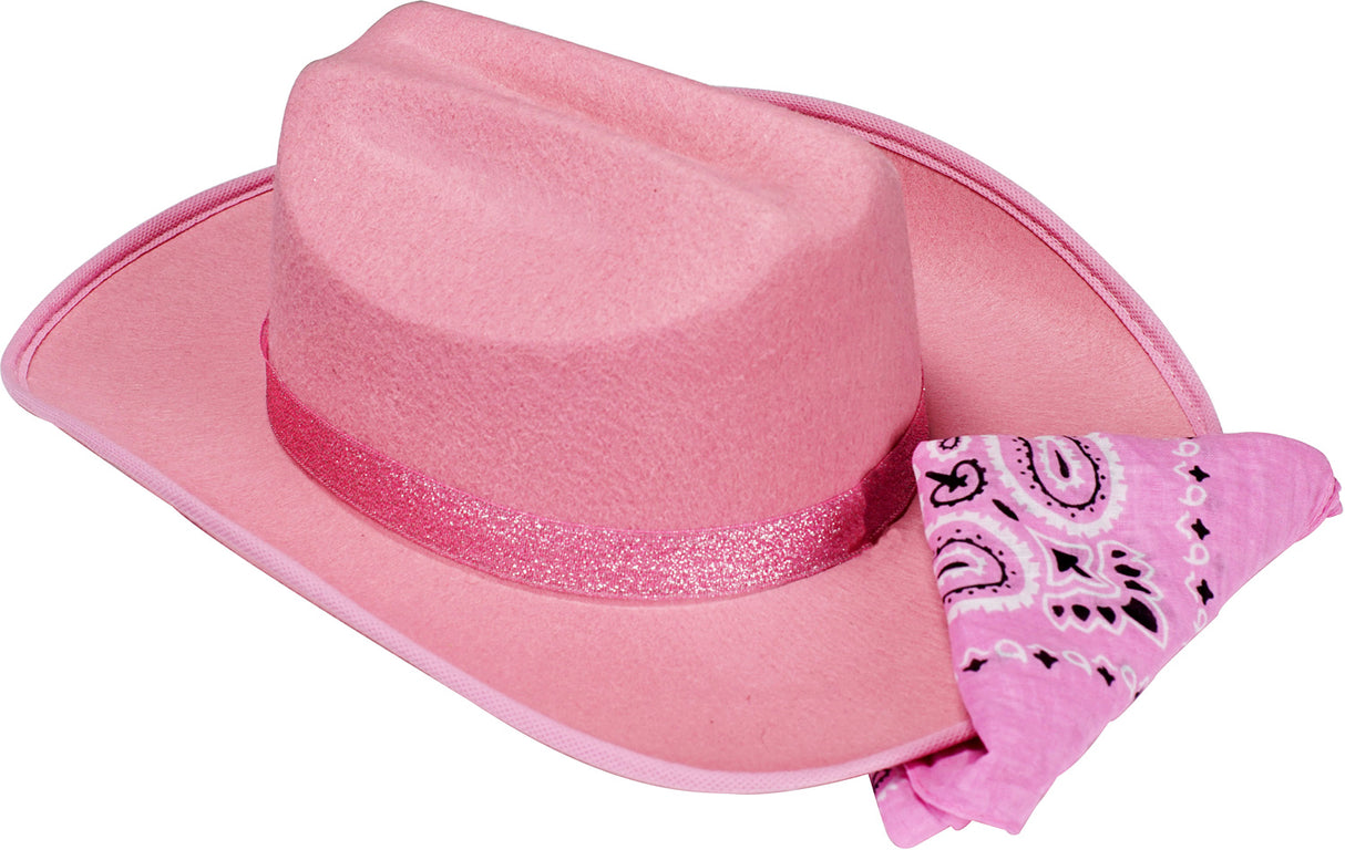 Jr. Cowboy Hat (Pink Sparkle) w/Bandanna 