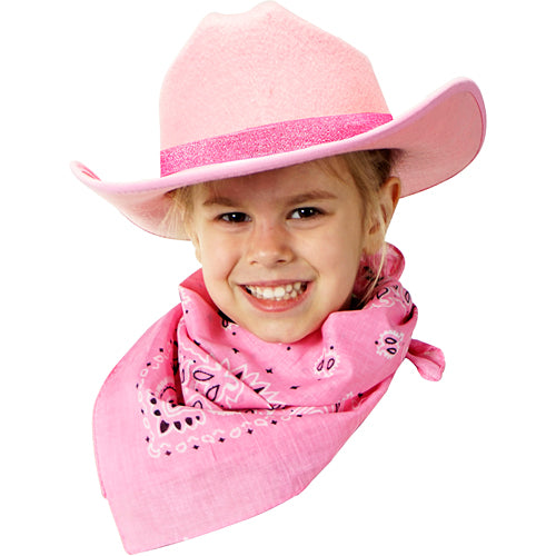 Jr. Cowboy Hat (Pink Sparkle) w/Bandanna 