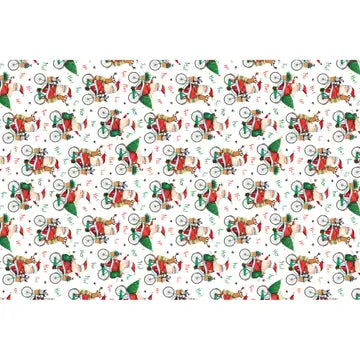 Santa Bicycle (Multi) - Tissue Paper