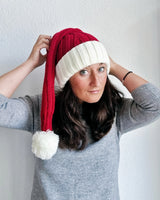 Coarse Knitted Santa Hat - Classic Red and White