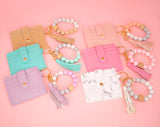 Beaded Bracelet Card Holder with Tassel Set - 12pc Solid Colors