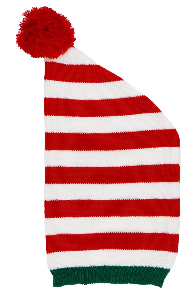 Christmas Elf Stripe Knitted Baggie Beanie Asst.