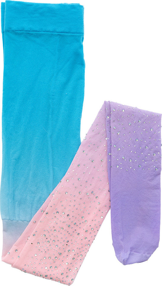 Rhinestone Tights Ombre Lilac/Pink/Blue