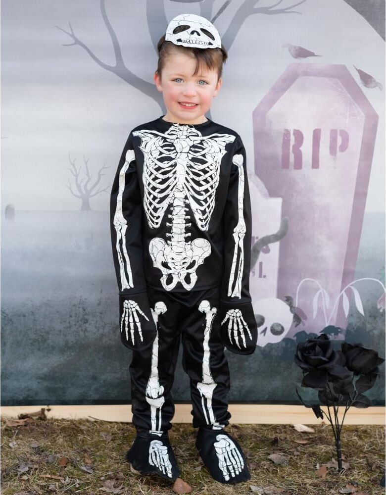 Glow in the Dark Skeleton Shirt, Pants and Mask (Size 5-6)